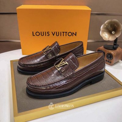 Giày Louis Vuitton Nam 1:1 Cao Cấp Da Thật Màu Nâu giay louis vuitton nam 5