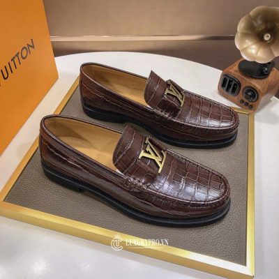 Giày Louis Vuitton Nam 1:1 Cao Cấp Da Thật Màu Nâu giay louis vuitton nam 8