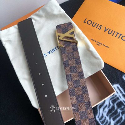 Thắt lưng LV Nam mặt logo vàng dây da thật họa tiết caro that lung louis vuitton nam 6