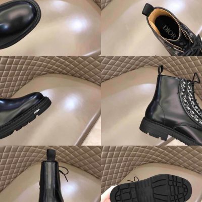 Giày Boot Dior nam da bê nguyên miếng màu đen họa tiết trắng giay dior 4 1
