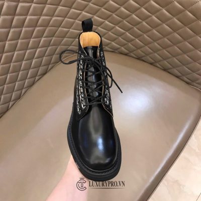 Giày Boot Dior nam da bê nguyên miếng màu đen họa tiết trắng giay dior 8 1