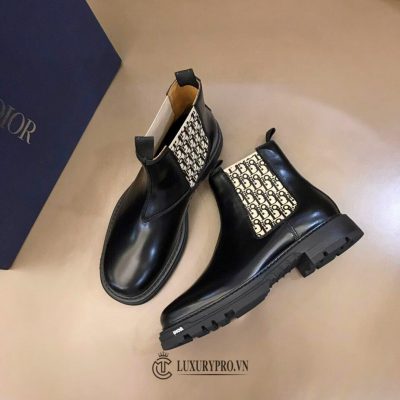 Giày Boot Dior Nam cổ bo chun màu đen cao cấp giay dior nam 2 4