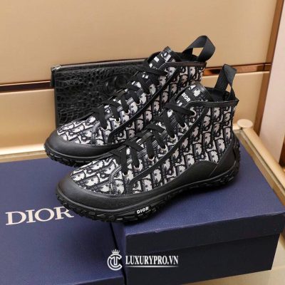 Giày Dior Cao Cổ Nam Họa Tiết Oblique Đen Trắng giay dior nam 3 3