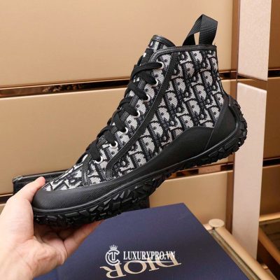 Giày Dior Cao Cổ Nam Họa Tiết Oblique Đen Trắng giay dior nam 7 3