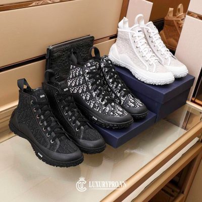 Giày Dior Cao Cổ Nam Họa Tiết Oblique Đen Trắng giay dior nam 8 3