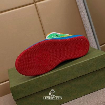 Giày Gucci Sneaker Nam Cổ Cao Phối Màu Trắng Xanh Cao Cấp giay gucci nam chinh hang 1 2