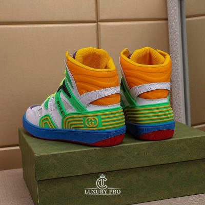 Giày Gucci Sneaker Nam Cổ Cao Phối Màu Trắng Xanh Cao Cấp giay gucci nam chinh hang 5 2