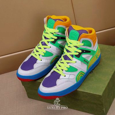 Giày Gucci Sneaker Nam Cổ Cao Phối Màu Trắng Xanh Cao Cấp giay gucci nam chinh hang 6 2