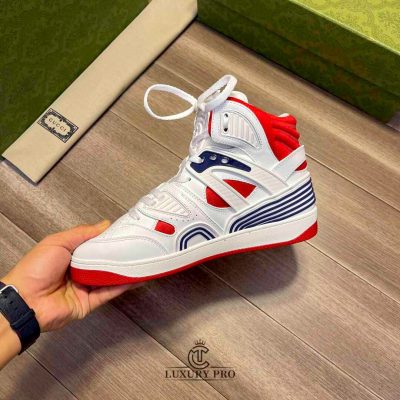 Giày Thể Thao Gucci Nam Nữ Trắng Đỏ Nổi Bật giay gucci nam fake 1 2