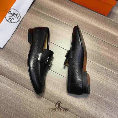 Giày Hermes Nam Phiên Bản Cao Cấp Đen Dập Vân Logo giay hermes nam chinh hang 8 7