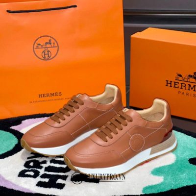 Giày Thể Thao Hermes Nam Da Thật Màu Nâu Đỏ giay hermes nam chinh hang 9 2