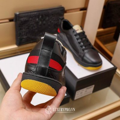 Giày Gucci Nam Màu Đen Cải Đỏ Phiên Bản Cao Cấp giay nam gucci 5 1