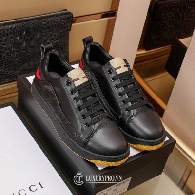 Giày Gucci Nam Màu Đen Cải Đỏ Phiên Bản Cao Cấp giay nam gucci 7 1