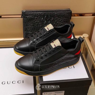 Giày Gucci Nam Màu Đen Cải Đỏ Phiên Bản Cao Cấp giay nam gucci 8 1