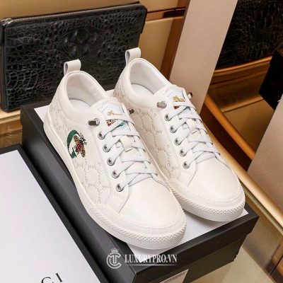 Giày Gucci Nam Thể Thao Trắng Logo Ong Cao Cấp giay nam gucci chinh hang 2 1