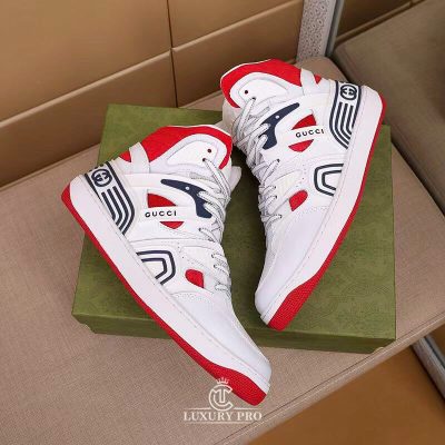Giày Gucci Thể Thao Cao Cổ Phối Màu Trắng Đỏ Cao Cấp giay nam gucci chinh hang 3