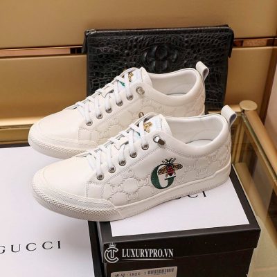 Giày Gucci Nam Thể Thao Trắng Logo Ong Cao Cấp giay nam gucci chinh hang 7 1