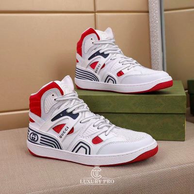 Giày Gucci Thể Thao Cao Cổ Phối Màu Trắng Đỏ Cao Cấp giay nam gucci chinh hang 7