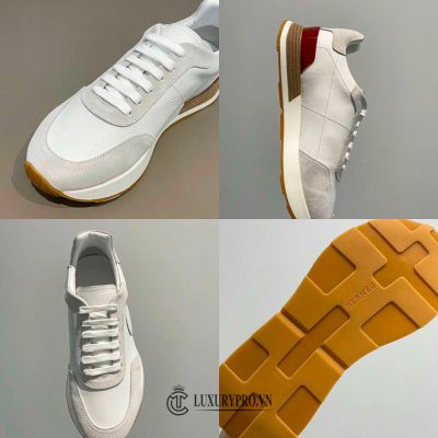 Giày Hermes Nam Trắng Phối Da Lộn Rep 1:1 Chính Hãng giay nam hermes 1 1