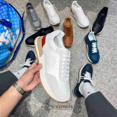 Giày Hermes Nam Trắng Phối Da Lộn Rep 1:1 Chính Hãng giay nam hermes 2 1
