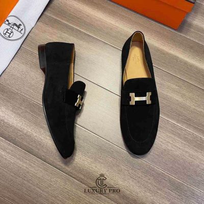 Giày Loafer Hermes Nam Da Lộn Màu Đen Sang Trọng giay nam hermes 5 5