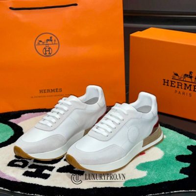 Giày Hermes Nam Trắng Phối Da Lộn Rep 1:1 Chính Hãng giay nam hermes 7 1