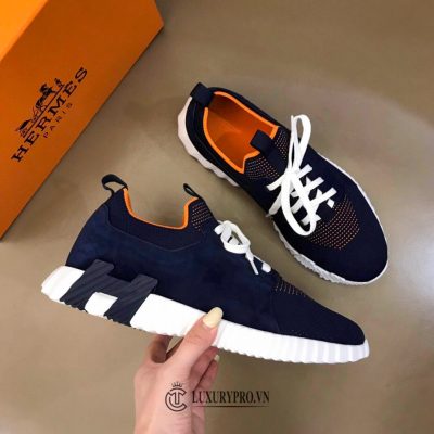 Giày Thể Thao Hermes Nam Màu Xanh Navy Dây Trắng giay nam hermes 7 10