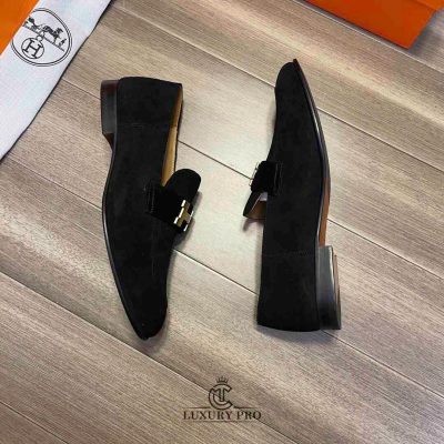 Giày Loafer Hermes Nam Da Lộn Màu Đen Sang Trọng giay nam hermes 7 5