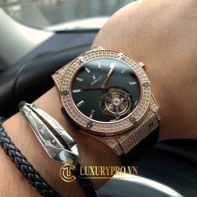 Đồng Hồ Nam Hublot Classic Fusion Tourbillon King Gold Pavé 42mm dong ho hublot fake 1 ha noi 2