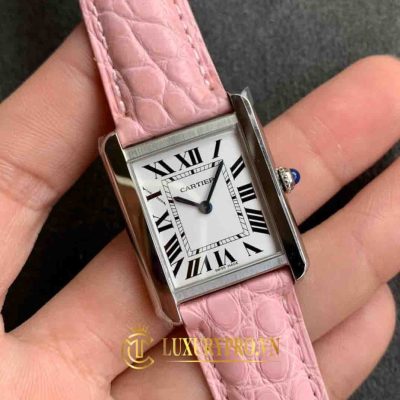 Đồng Hồ Nữ Cartier Tank Solo W5200005 White Dial Pink Strap ban dong ho cartier fake 2