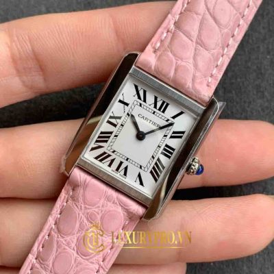 Đồng Hồ Nữ Cartier Tank Solo W5200005 White Dial Pink Strap ban dong ho cartier fake 3