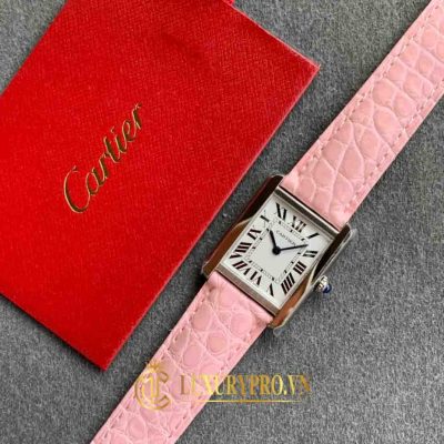 Đồng Hồ Nữ Cartier Tank Solo W5200005 White Dial Pink Strap ban dong ho cartier fake 4