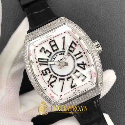 Đồng Hồ Franck Muller Mens Collection Crazy Hours Diamonds White dong ho franck muller gia bao nhieu 2