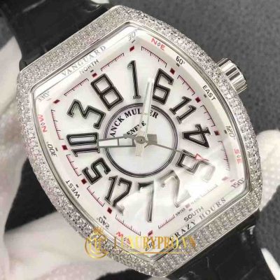 Đồng Hồ Franck Muller Mens Collection Crazy Hours Diamonds White dong ho franck muller gia bao nhieu 4