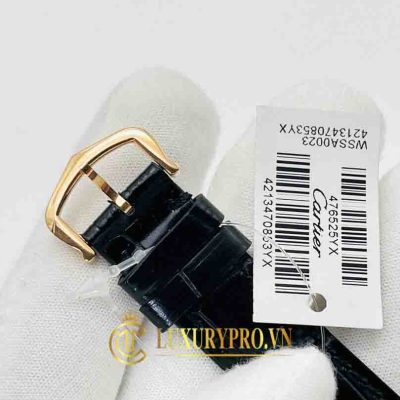 Đồng Hồ Nữ Cartier Santos Dumont White Dial Black Leather Strap dong ho hieu cartier 5