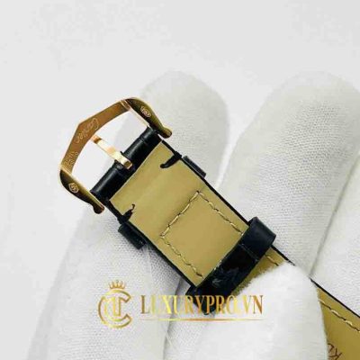 Đồng Hồ Nữ Cartier Santos Dumont White Dial Black Leather Strap dong ho hieu cartier 6