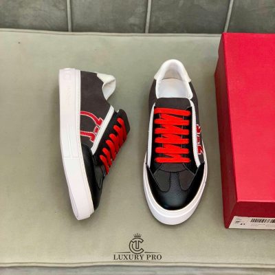 Giày Salvatore Ferragamo Gancini Sneaker Phối Màu Đen Đỏ giay ferragamo 1 1