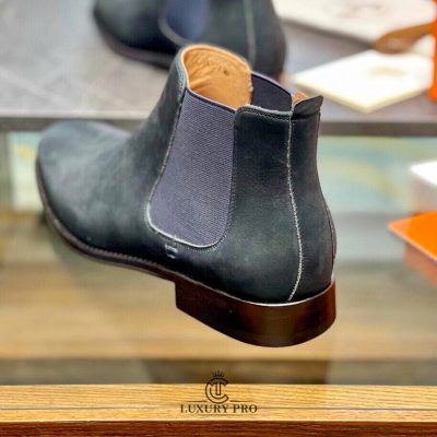 Giày Hermes Chelsea Boot Nam Xanh Da Lộn giay hermes 2 5