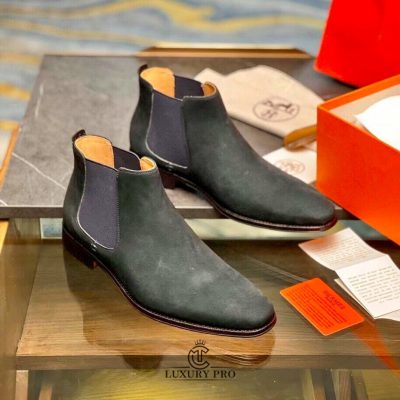Giày Hermes Chelsea Boot Nam Xanh Da Lộn giay hermes 5 5