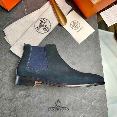 Giày Hermes Chelsea Boot Nam Xanh Da Lộn giay hermes 6 5