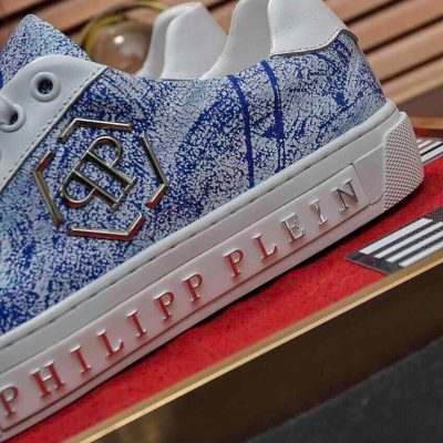 Giày Nam Cao Cấp Hàng Hiệu Philipp Plein Trắng Họa Tiết Xanh Dương giay nam hang hieu 1 4