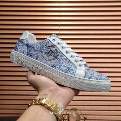 Giày Nam Cao Cấp Hàng Hiệu Philipp Plein Trắng Họa Tiết Xanh Dương giay nam hang hieu 2 4