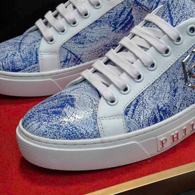 Giày Nam Cao Cấp Hàng Hiệu Philipp Plein Trắng Họa Tiết Xanh Dương giay nam hang hieu 4 4