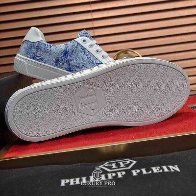 Giày Nam Cao Cấp Hàng Hiệu Philipp Plein Trắng Họa Tiết Xanh Dương giay nam hang hieu 5 4