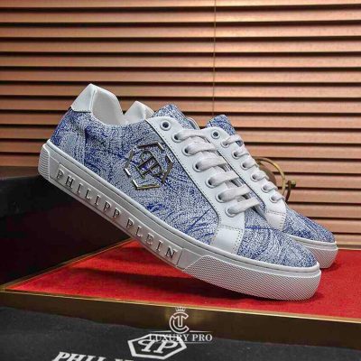 Giày Nam Cao Cấp Hàng Hiệu Philipp Plein Trắng Họa Tiết Xanh Dương giay nam hang hieu 6 3
