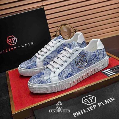 Giày Nam Cao Cấp Hàng Hiệu Philipp Plein Trắng Họa Tiết Xanh Dương giay nam hang hieu 8 3