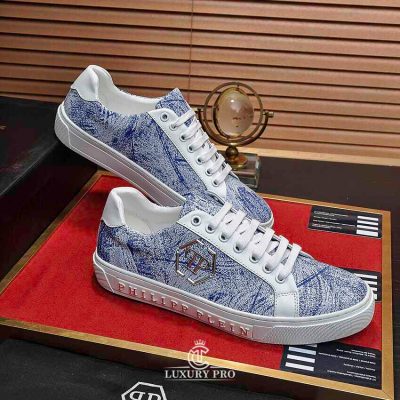 Giày Nam Cao Cấp Hàng Hiệu Philipp Plein Trắng Họa Tiết Xanh Dương giay nam hang hieu 9 3