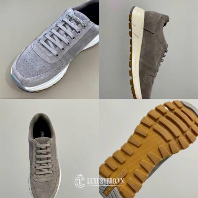 Giày Prada Nam Dáng Thể Thao Da Lộn Màu Ghi Xám giay prada 1 2
