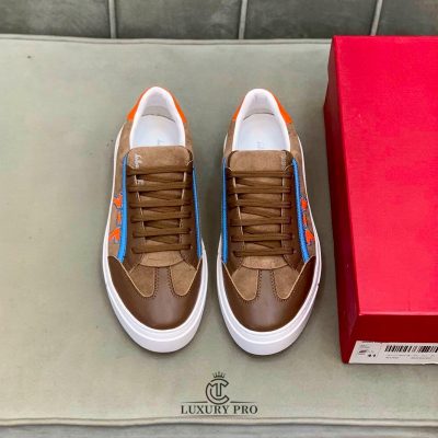 Giày Salvatore Ferragamo Gancini Sneaker Phối Màu Nâu Cam giay salvatore ferragamo chinh hang 2