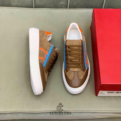 Giày Salvatore Ferragamo Gancini Sneaker Phối Màu Nâu Cam giay salvatore ferragamo chinh hang 4